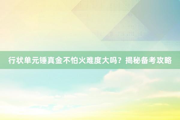 行状单元锤真金不怕火难度大吗？揭秘备考攻略